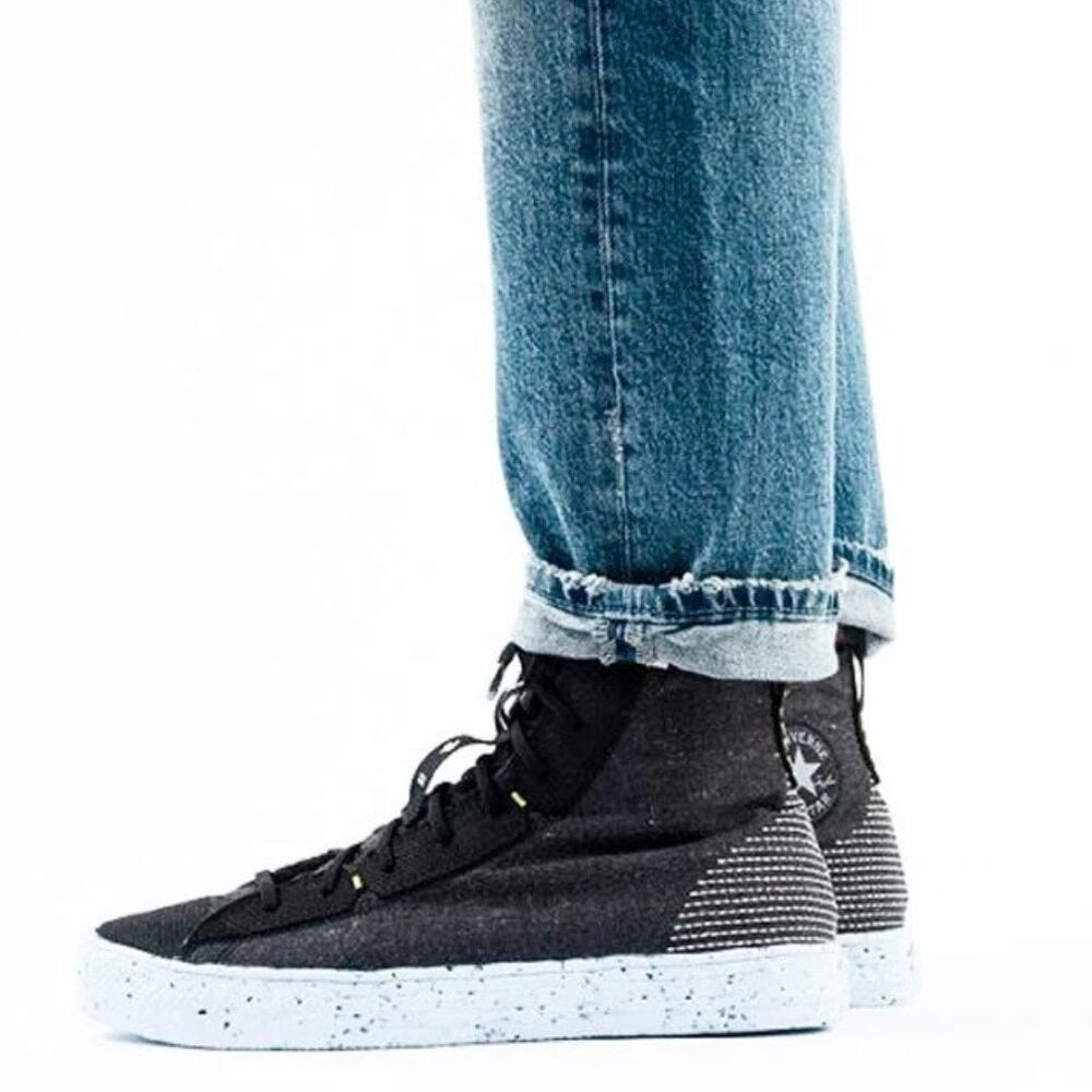 CONVERSE WOMEN’S 6.5 CHUCK TAYLOR ALL STAR CRATER HI BLACK CHAMBRAY BLUE NIB - Picture 7 of 8